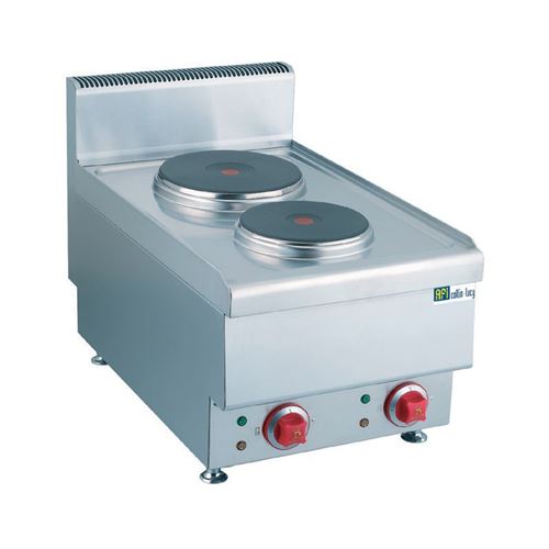 R&eacute;chaud Electrique Inox S&eacute;rie Top 650 - 2 Plaques - - - Acier inoxydable 400x650x475mm