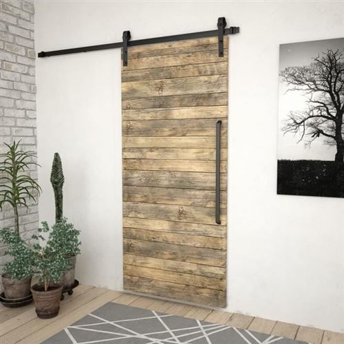 vidaXL Schiebetürbeschlag-Set SKIEN 200 cm Stahl Schwarz