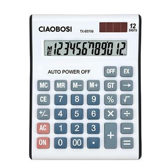 Calculatrice Électronique 12 Chiffres avec Mémoire et Écran  Blanc - 1