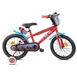 Vélo enfant - Modèle 16'' Spiderman par Marvel de Disney pour garçon de taille 100 à 120 cm avec stabilisateurs, 2 freins