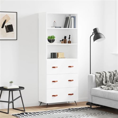 Non Communiqué Blanc Vidaxl Buffet Haut, Armoire De Rangement Avec Pieds, Meuble De Rangement, Organisateur Salon Salle De Séjour, Moderne, Bois D'ingénierie 3189349