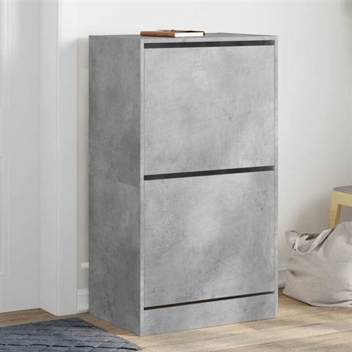 Vidaxl Gris Armoire À Chaussures 2 Tiroirs - Béton - Image 3