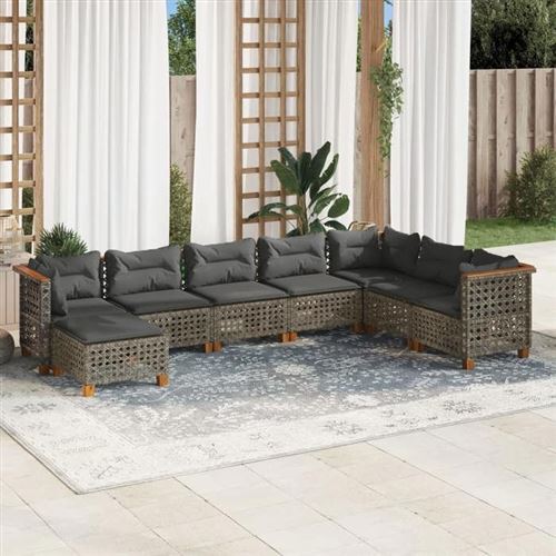 Non Communiqué Gris Salon De Jardin Modulable Vidaxl Rotin 8 Pieces 56.5 X 56.5 X 56.5