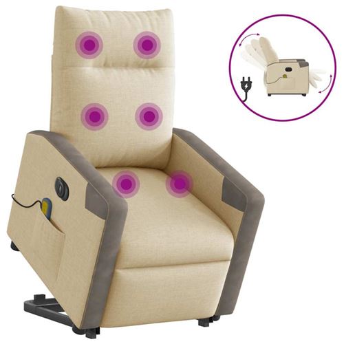 Non Communiqué Crème Vidaxl Fauteuil De Relaxation, Massage, Inclinable Électrique Réglable Tissu
