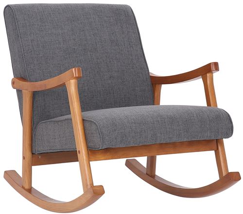 Chaise a bascule Morelia en tissu avec pieds Noyer , Gris clair