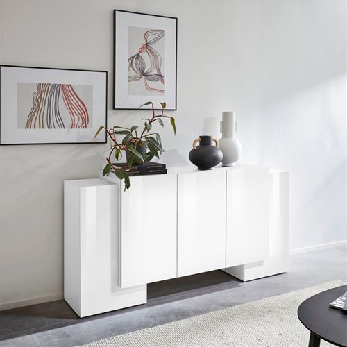 Buffet 170cm Cuisine Salon 5 Portes 4 Étagères Pillon Lumi