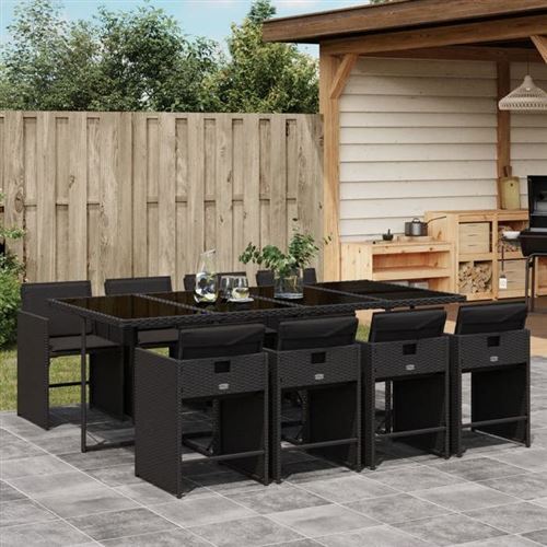 VIDAXL - Salon de Jardin - 9 Pièces - Résine Tressée - Noir - Image 2