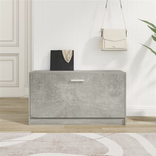 vidaXL Banc à chaussures Gris béton 80x24x45 cm Bois d'ingénierie