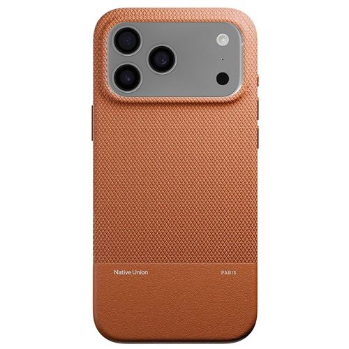 Coque pour iPhone 17 Pro Max MagSafe Antichocs Textur&eacute;e S&eacute;rie ReClassic Marron clair