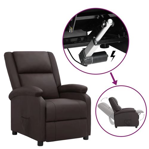 vidaXL Fauteuil releveur inclinable Marron Cuir véritable
