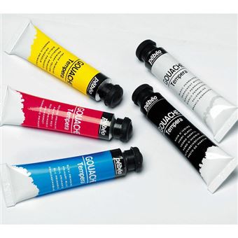 Boîte de 5 tubes de peinture gouache + palette - 5 x 10 ml - Gouache -  Achat & prix