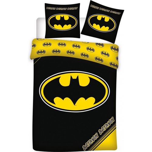 Batman - Parure de lit coton Enfant Dc Comics - Housse de Couette 140x200 cm Une Taie