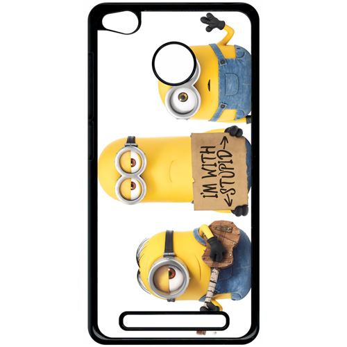 Coque My-Kase pour Redmi 3s Prime - minions i'm with stupid - Plastique Noir