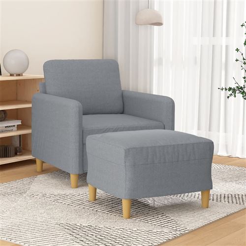vidaXL - Fauteuil avec repose-pied - 60 cm - Gris clair - Image 2