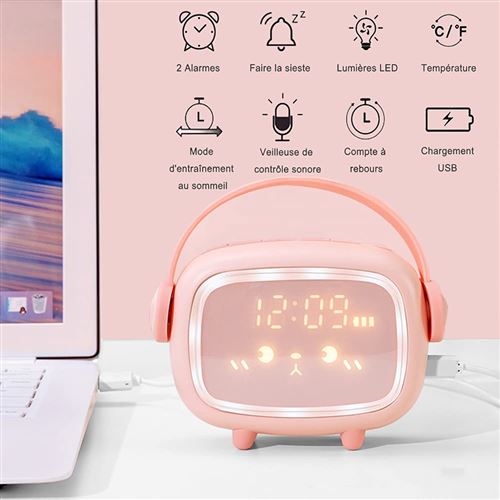 R-timer Stitch Réveil numérique avec température - Grande veilleuse LED -  Réveil intelligent avec câble de charge - Pour filles, enfants, adolescents  - Cadeau (oreilles de livre) : : Cuisine et Maison