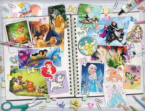 Puzzle adulte : le cahier avec les images disney : mickey roi lion belle bete 2000 pieces - collection dessin anime 101 dalmatiens
