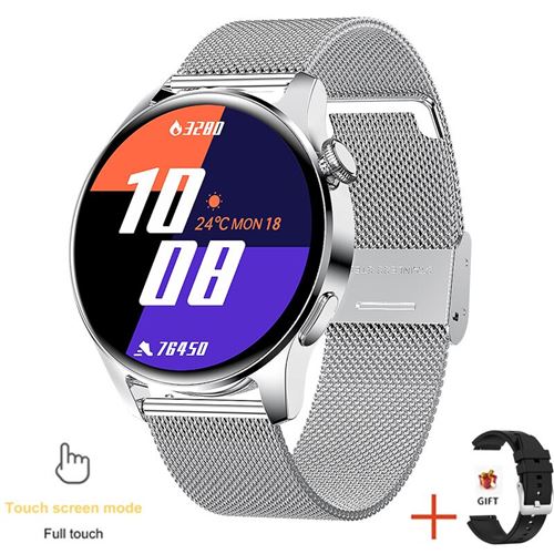 RUMOCOVO® Montre connectée de sport pour hommes, bracelet avec appels Bluetooth, écran entièrement tactile,2466 - Maille blanc