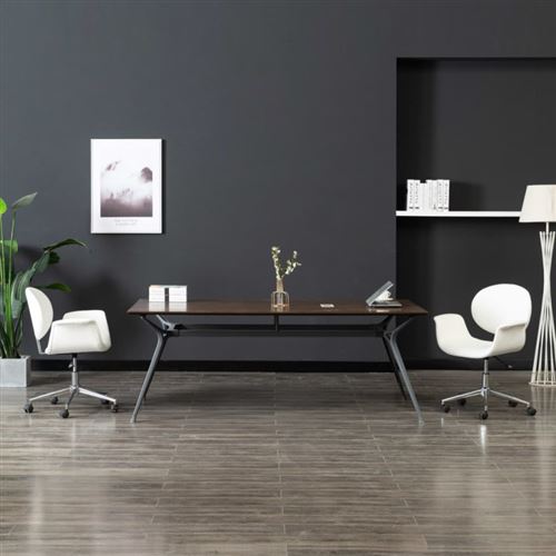 vidaXL Chaise pivotante de bureau Blanc Similicuir