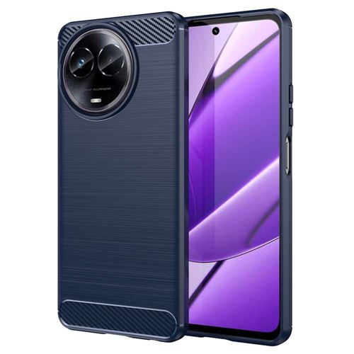 Coque pour Realme 11 5G / Realme C67 5G - housse etui silicone gel carbone + verre trempe - BLEU FONCE - htdmobiles