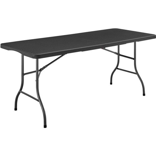 Table de réception pliante - TERRANOVA - Noir - Structure en acier et Plateau en Polyéthylene PEHD - 8 personnes - 180x74xH73,5 cm - Image 3