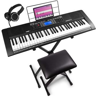 Max Rhapsody61 - Clavier Électronique 61 Touches Pack Complet Débutant - avec Banc, Stand, Micro et Casque - 1