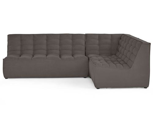 Non Communiqué Gris Ellie - Canapé Modulable D'angle Réversible 4 Places En Velours Texturé