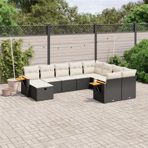 Non Communiqué Noir Salon De Jardin Modulable Vidaxl Rotin 10 Pieces 9 Personnes