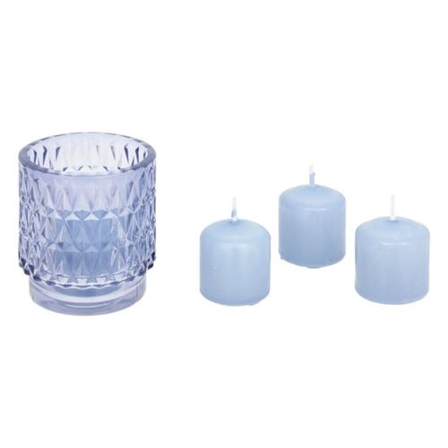 Non Communiqué Violet Atmosphera Créateur D'intérieur - Coffret Photophore & 4 Bougies "Oudy" 8Cm
