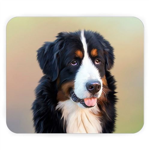 Tapis de souris Saint bernard gros chien poil long mignon noir