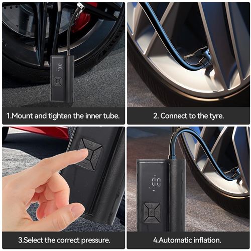 Pompe à air électrique Portable-Détection intelligente de la pression des  pneus - avec éclairage led - Pompe et compresseur - Achat & prix