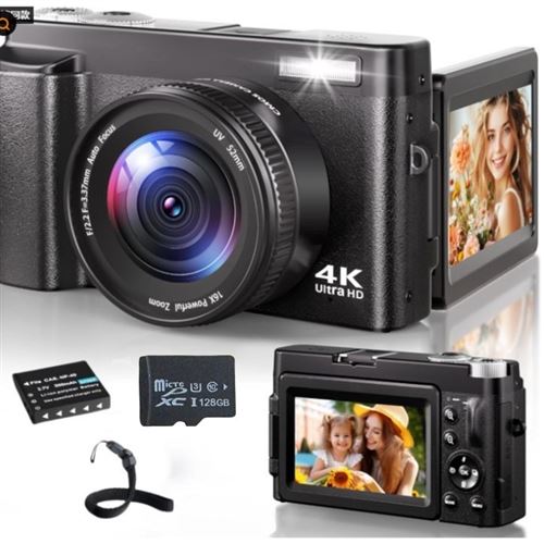 Appareil Photo Num&eacute;rique 4K - NEOZHOU - 48MP - Zoom 16x - &Eacute;cran 180&deg; - Carte 64GB