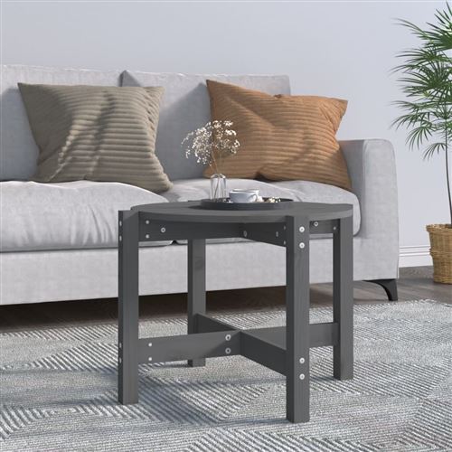 Vidaxl Gris Table Basse Ø 62,5X45 Cm Bois Massif De Pin822304 - Image 3