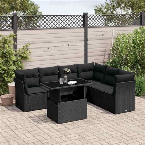 Non Communiqué Noir Salon De Jardin Modulable Vidaxl 7 Pieces Resine Tressee 62.0 X 62 X 69 Cm 6 Personnes