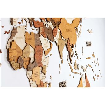 Wooden World Map Wall Decoration Mega - Explorer - 300x175 cm