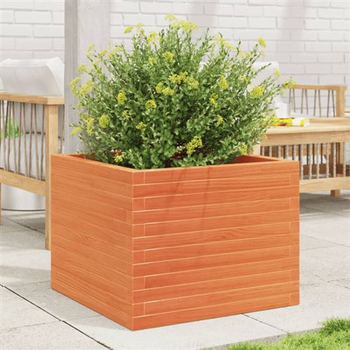 Non Communiqué Marron Jardinière Cire 60X60x46 Cm Bois De Pin Massif