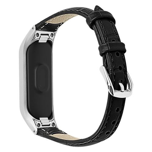 Bracelet en PU crocodile avec cadre pour Samsung Galaxy Fit-e/SM-R375 - Noir