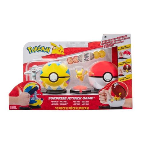 Poké Ball attaque surprise - Pokémon - 2 Poké Balls avec leur Pokémon et 6 disques d'attaques