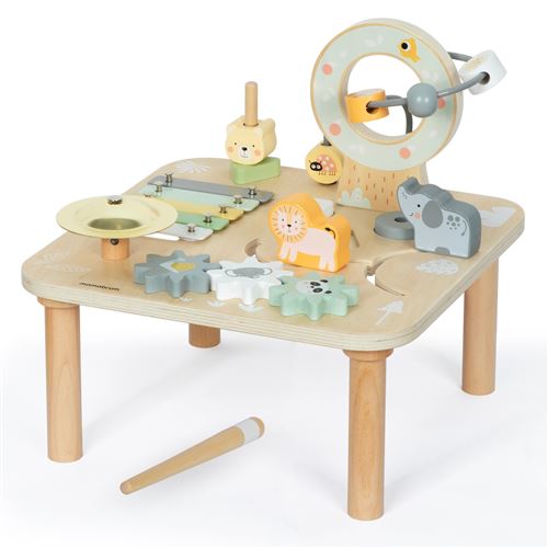 Éveil Sensoriel Montessori Jeux Éducatif Bois Cymbales, Gong, Boucle, Puzzle, Animaux Savane