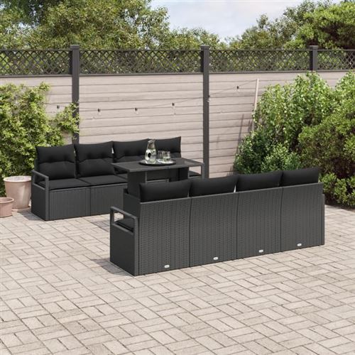 vidaXL - Ensemble de Canapé de Jardin - 9 Pièces - Noir - Image 2