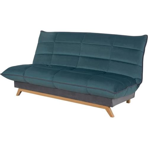 DUNLOPILLO Banquette Clic clac 120x190 - Tissu bleu petrol - Made in France - SAMANTHA