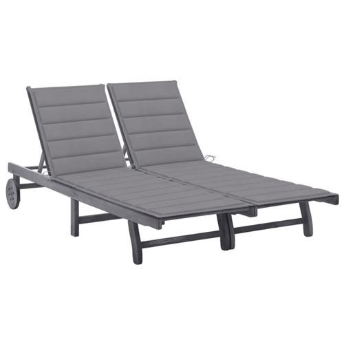 Non Communiqué Gris Chaise Longue De Jardin 2 Places Avec Coussin Acacia