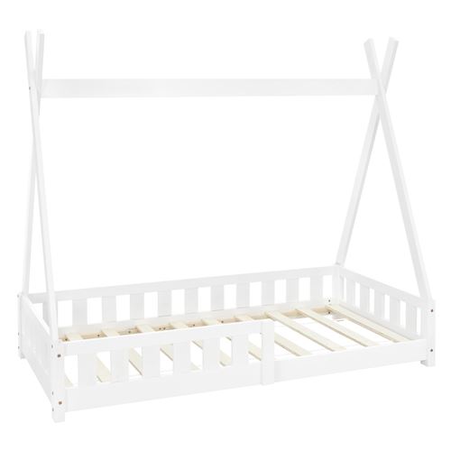 Lit Enfant - 80x160 cm - Sommier à Lattes - Blanc - Image 3