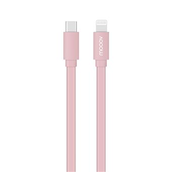 Câble MFI / USB-C plat pour iPhone iPad 1 m - rose poudré - 1