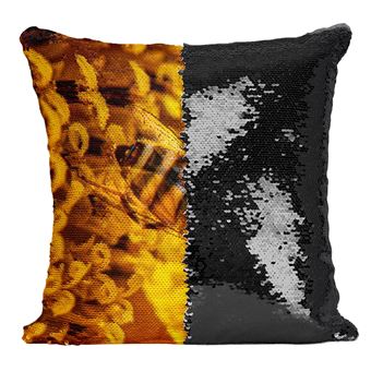 Fabulous Coussin avec Housse Sequin - Paillettes Noir Insecte Volant Butine Polen [40 x 40 cm] - 1
