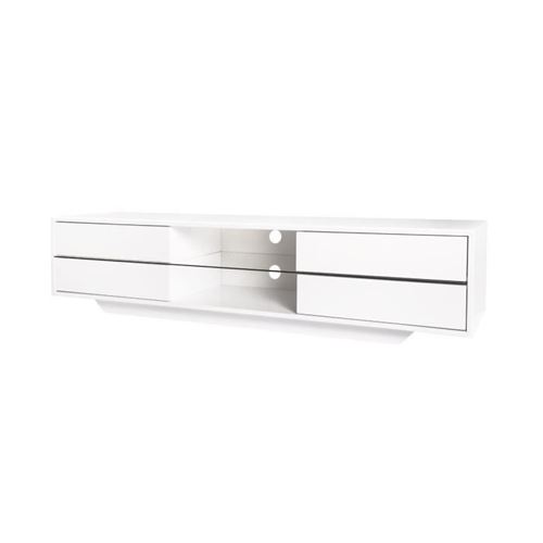 RIO Meuble TV et luminaire led - Blanc - L 160 x P 40 x H 36 cm