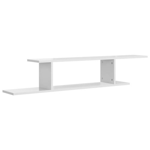 vidaXL Étagère TV murale Blanc brillant 125x18x23 cm Aggloméré