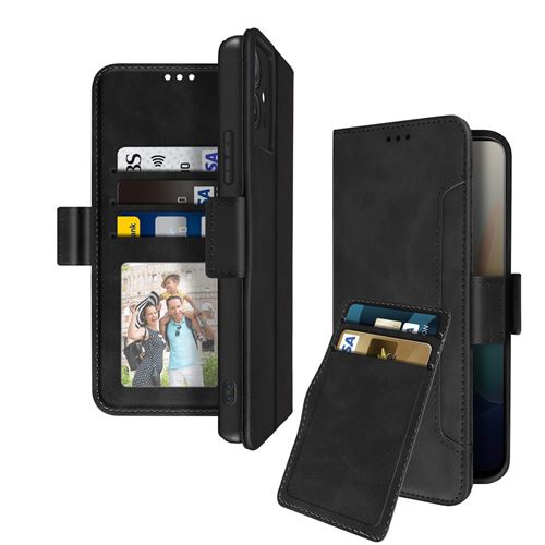 Étui pour Vivo Y55 5G Portefeuille Support vidéo Double languette magnétique Avizar Noir