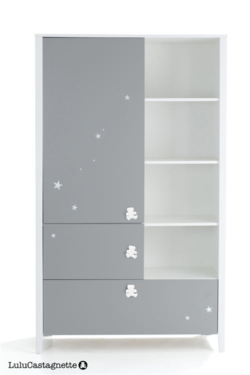DOUDOU ARMOIRE PENDERIE coloris Gris/Blanc