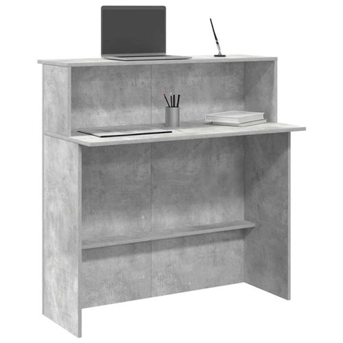 Non Communiqué Gris Bureau De Réception Béton 100X50x103,5Cm Bois D Ingénierie - Image 1