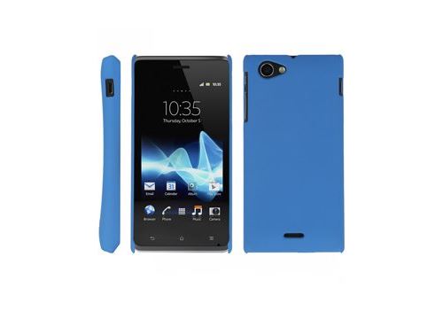 Coque rigide Bleue pour Sony Xperia L aspect mat toucher rubber gomme
